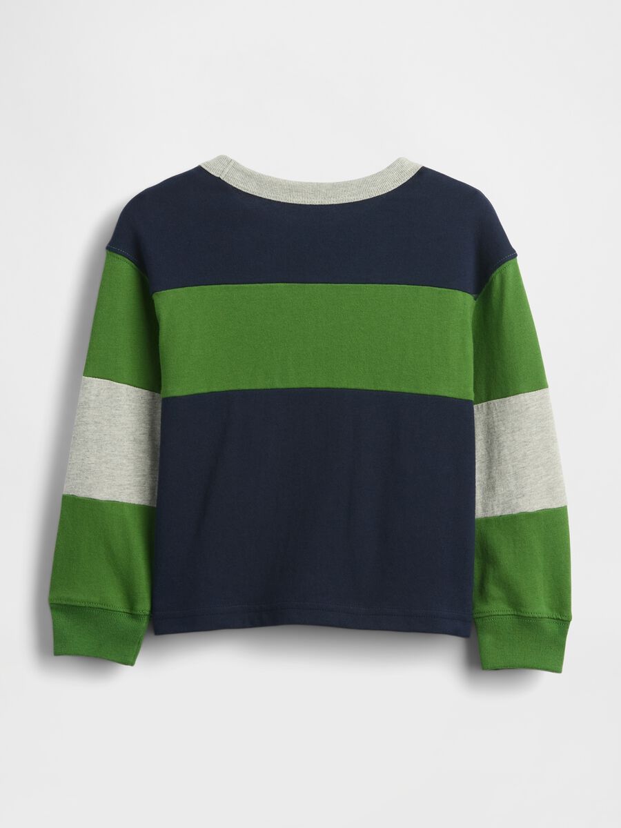 Maglia a righe blu e verde a maniche lunghe Bambino_1