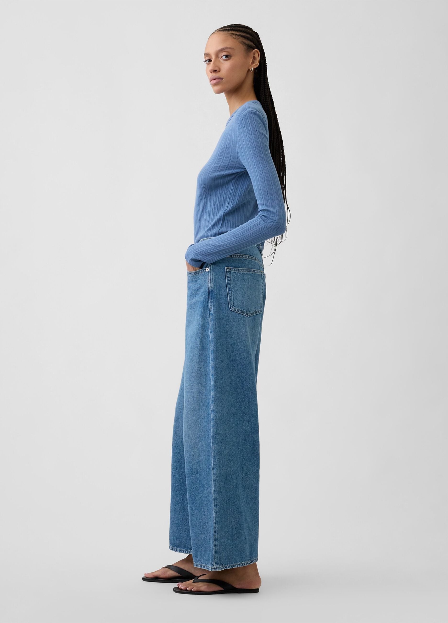 Jeans wide leg in puro cotone