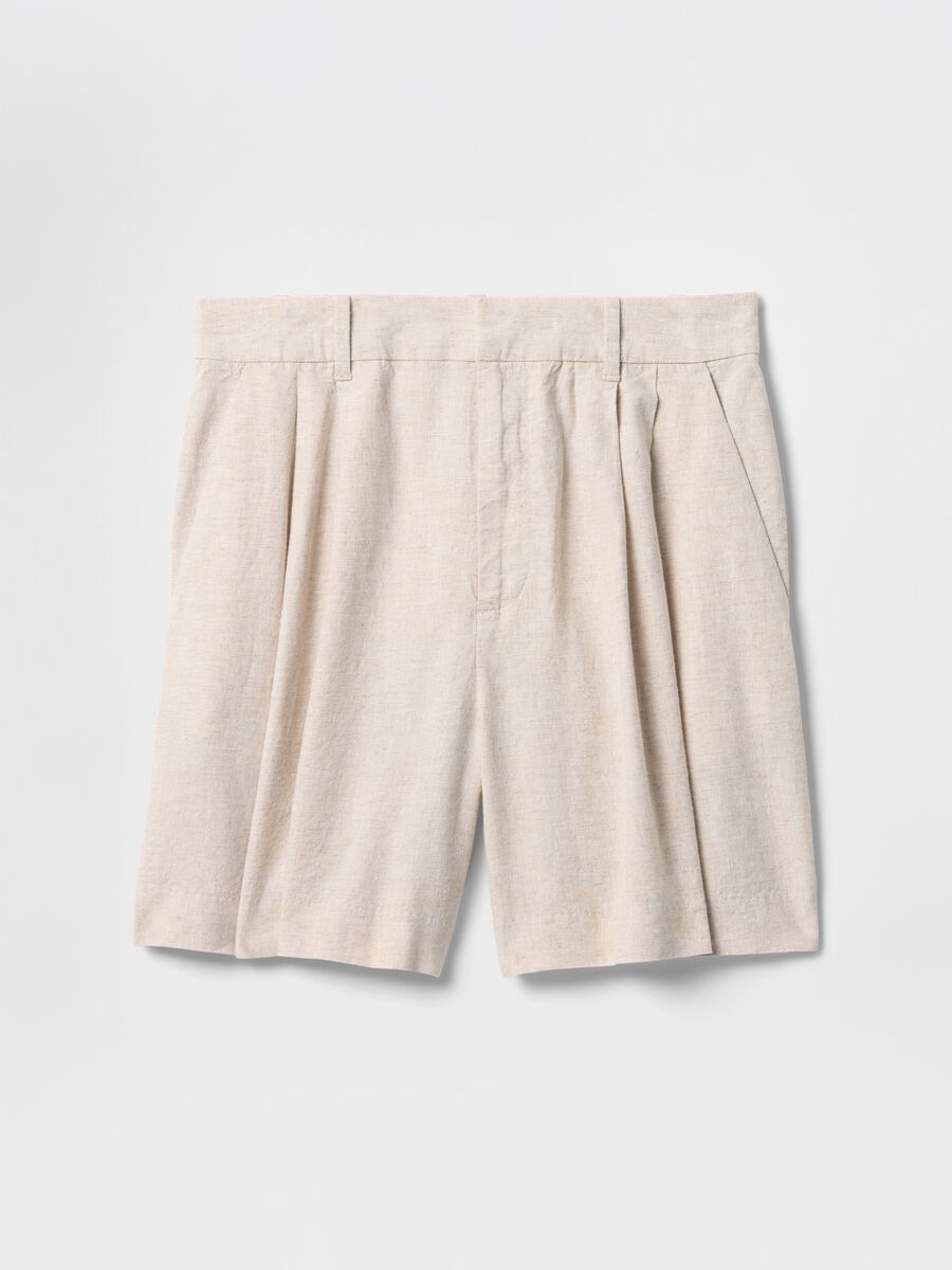Beige Gap Shorts in Linen and Viscose Woman_6