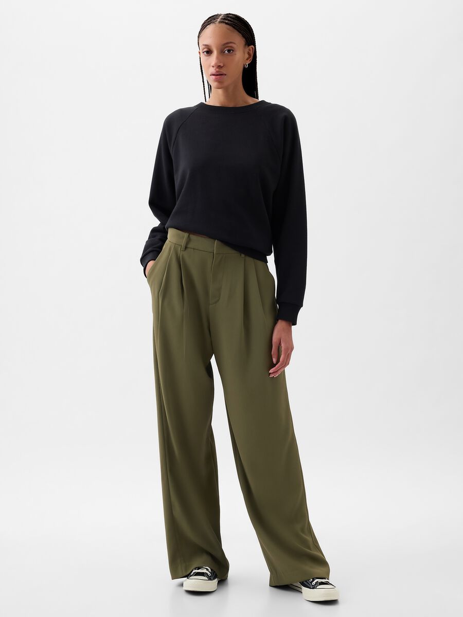 Wide-leg trousers with high waist and darts Woman_0