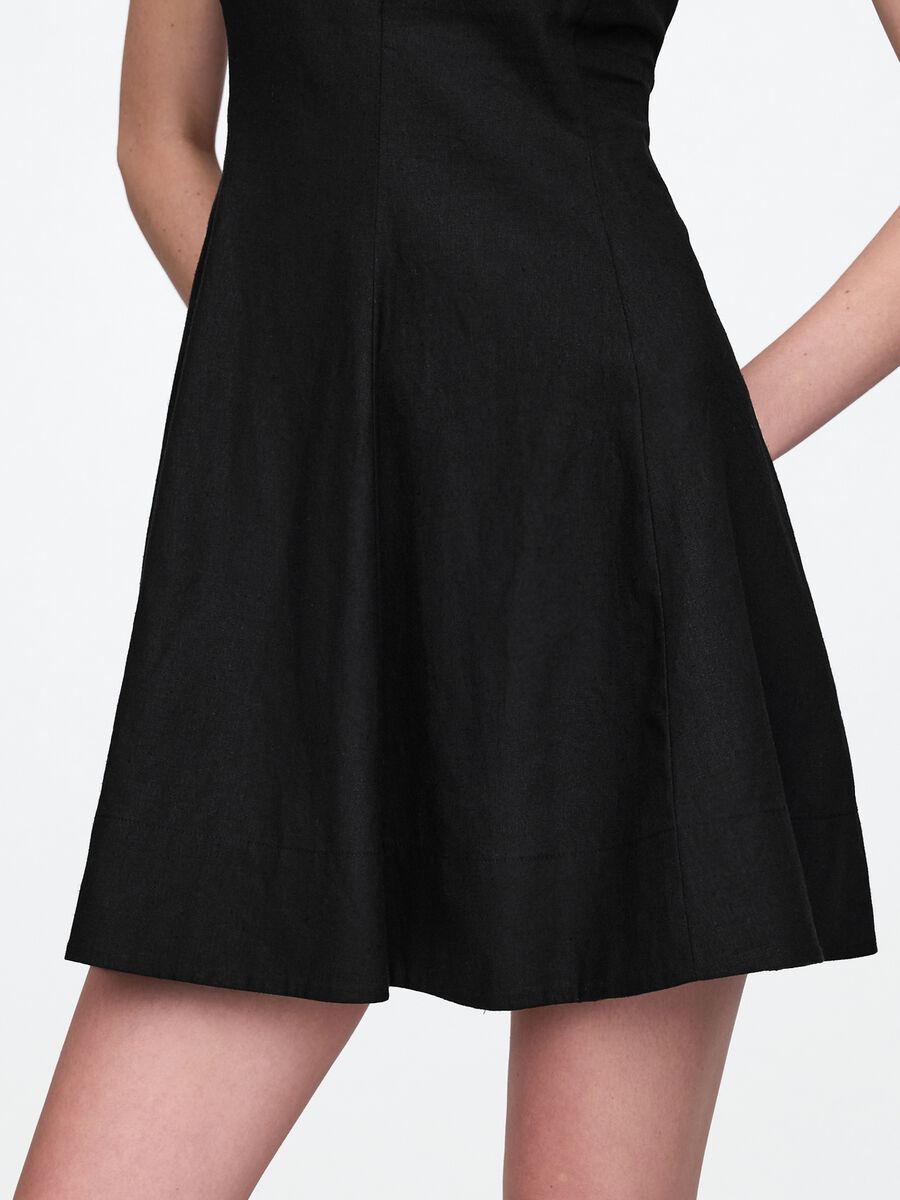 Abito nero corto in lino e viscosa Donna_5