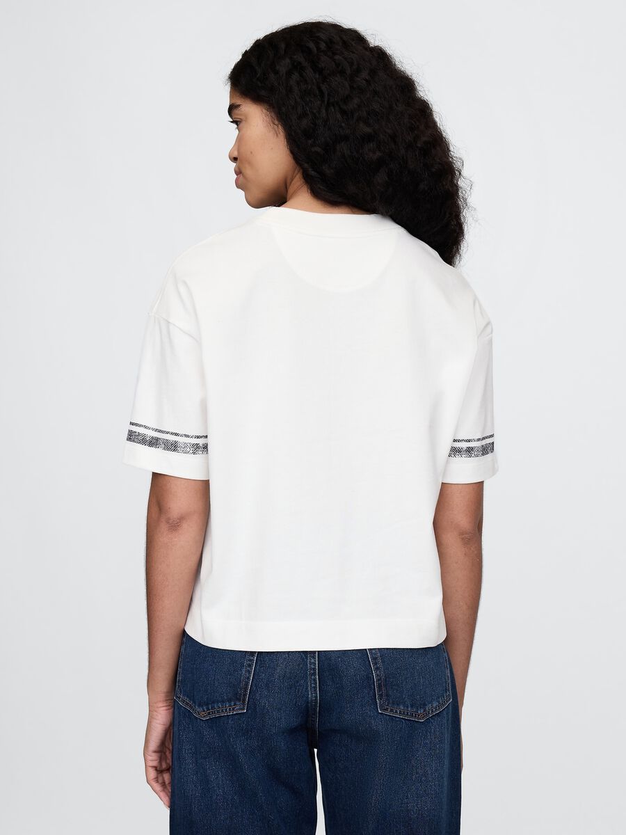 T-shirt corta in cotone bianco Gap Donna_2