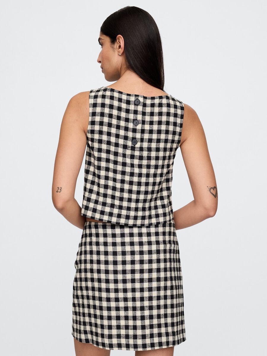 Sleeveless check top Woman_2