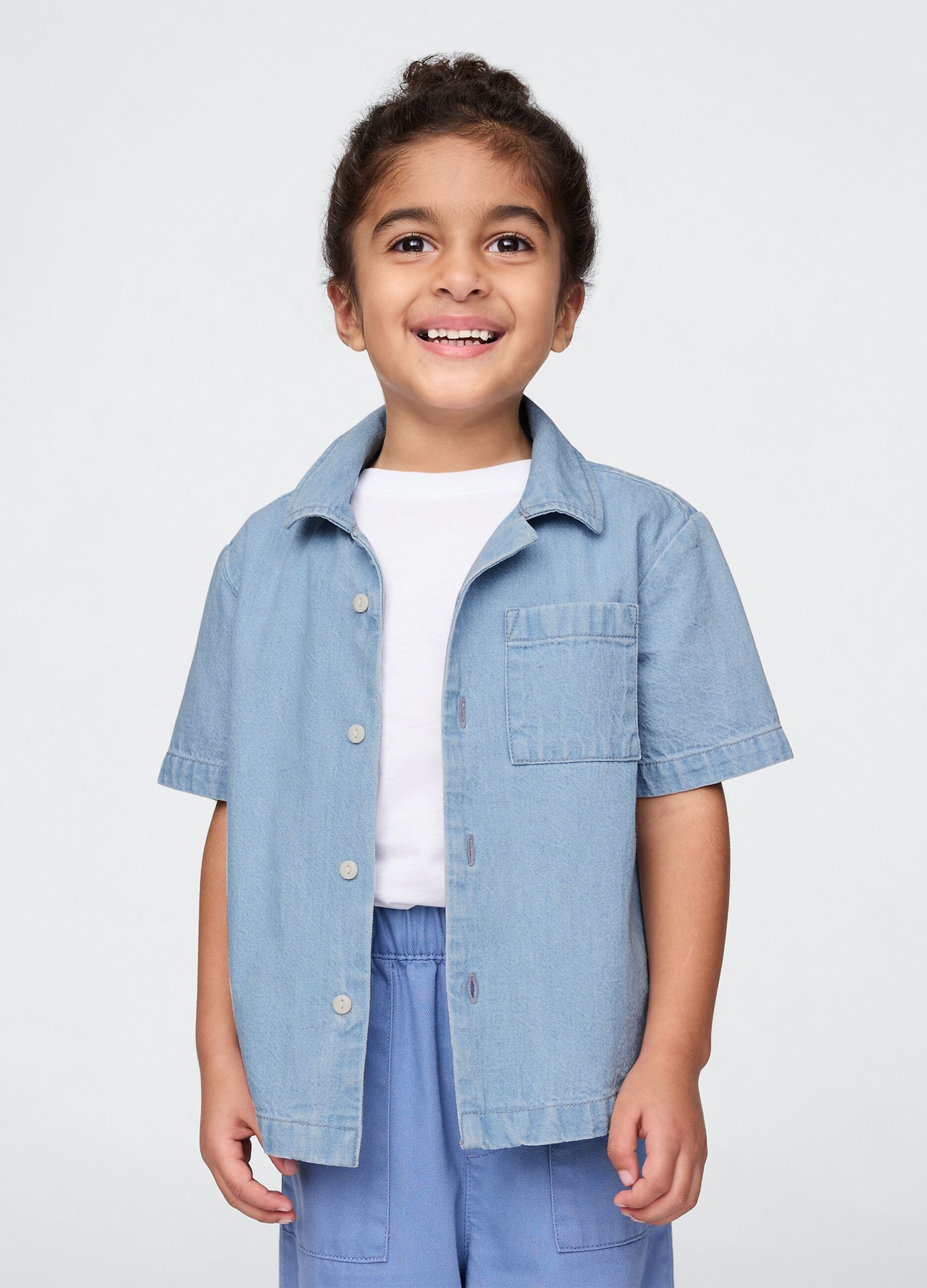 Camicia a maniche corte in denim per bambini
