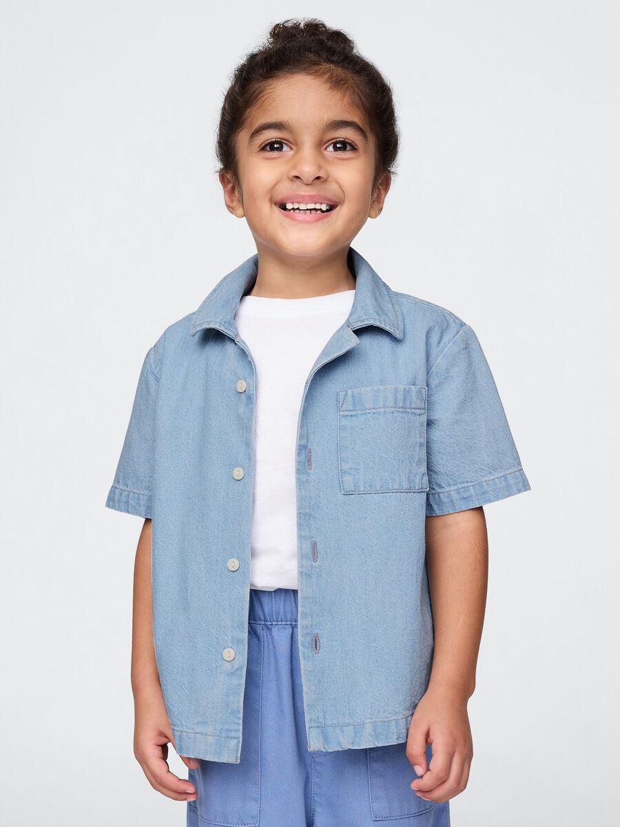 Camicia a maniche corte in denim per bambini Baby Boy_0
