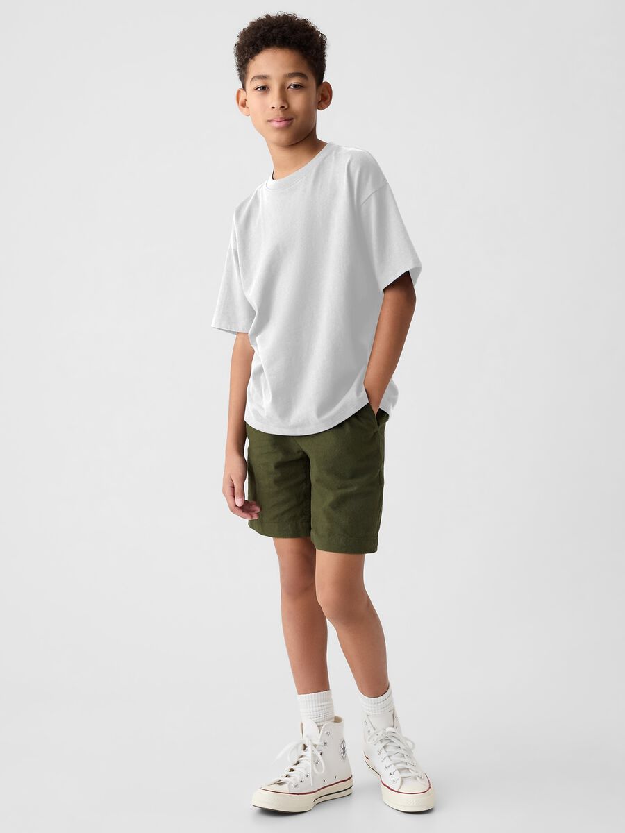 Bermuda in lino e viscosa con vita stretch Bambino_0