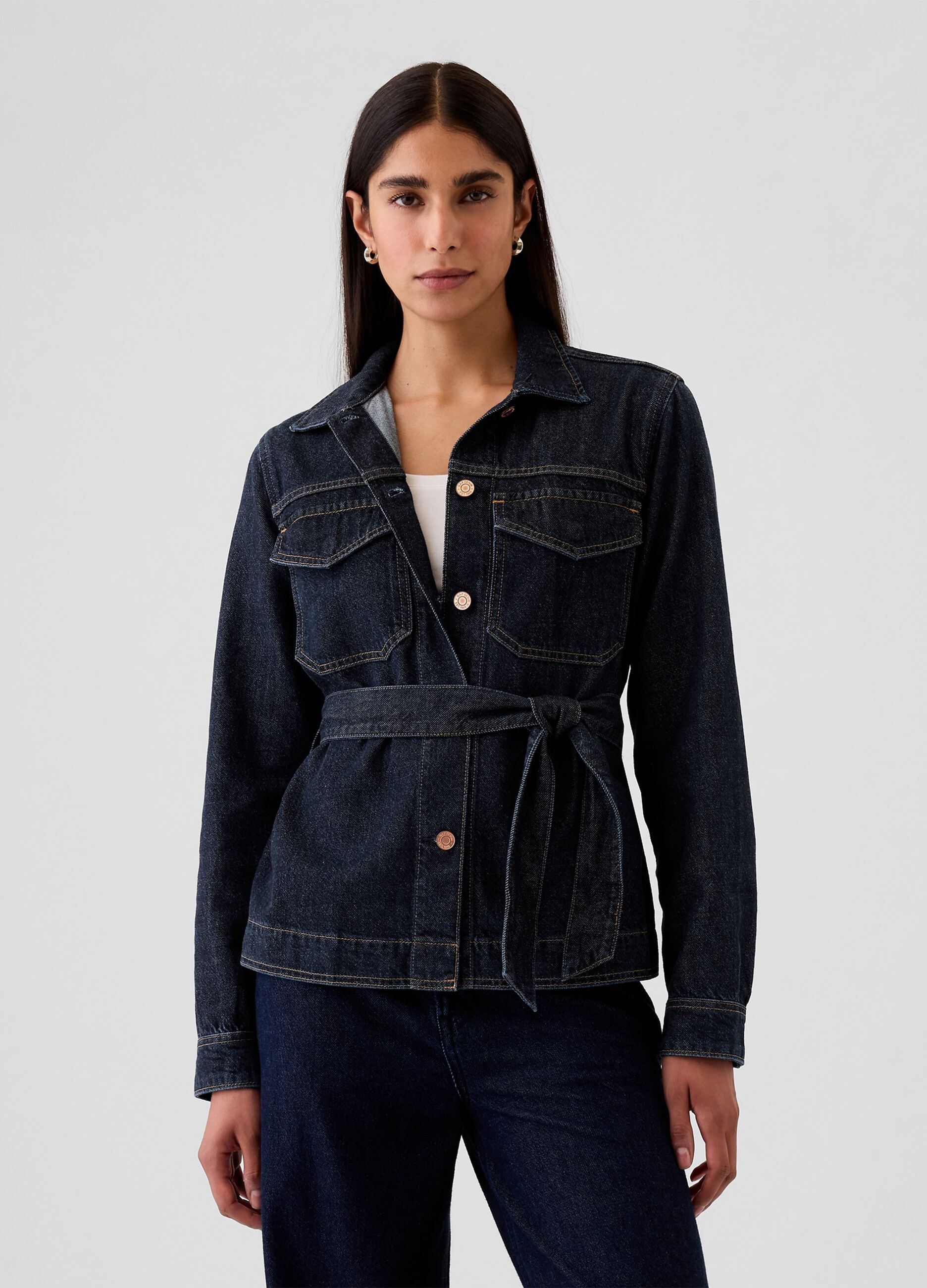 Giacca corta in denim con cintura