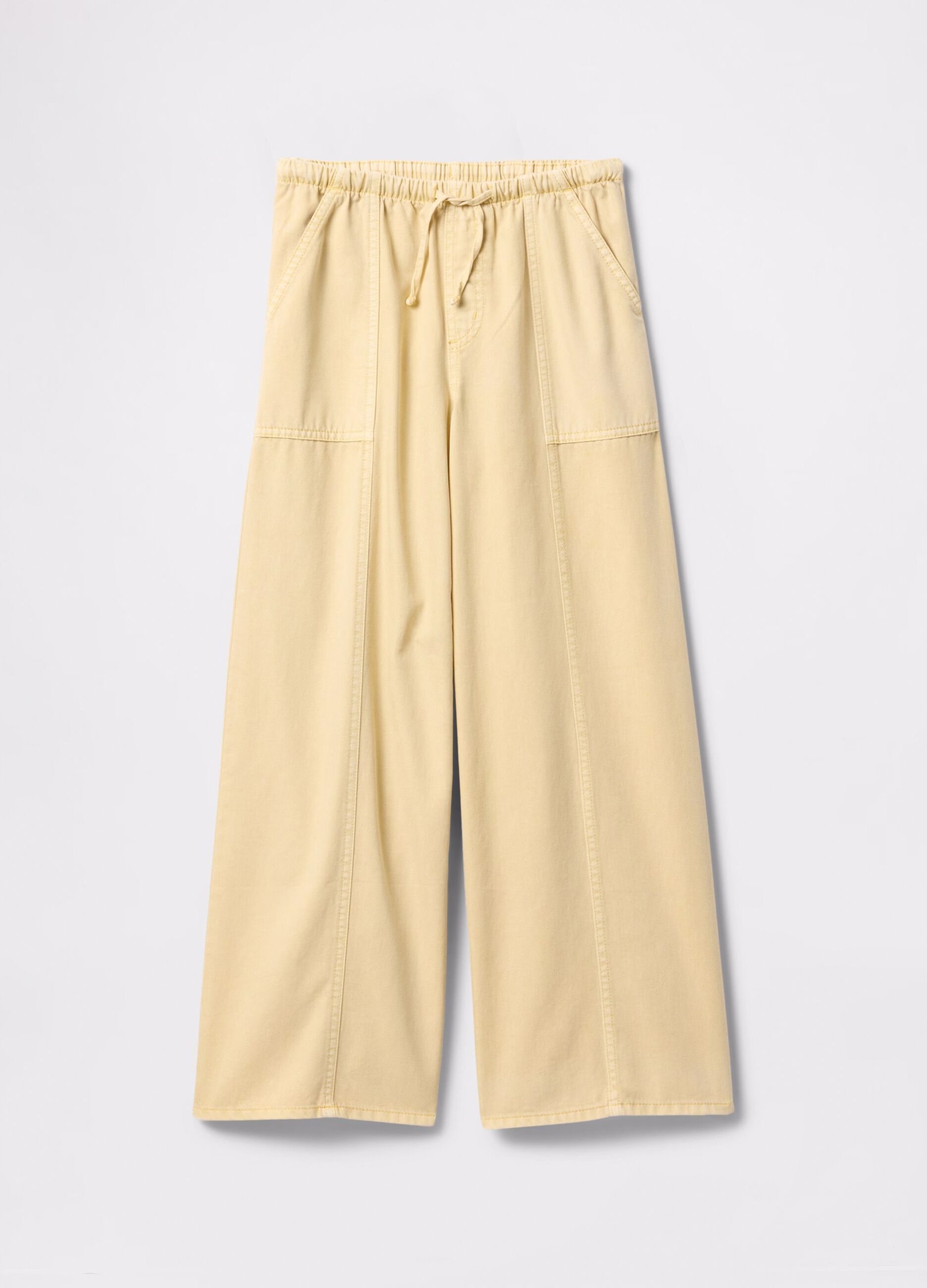 Pantaloni gialli a gamba larga con coulisse_3