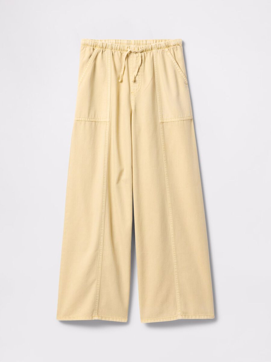 Pantaloni palazzo beige in cotone e Lyocell Bambina_3