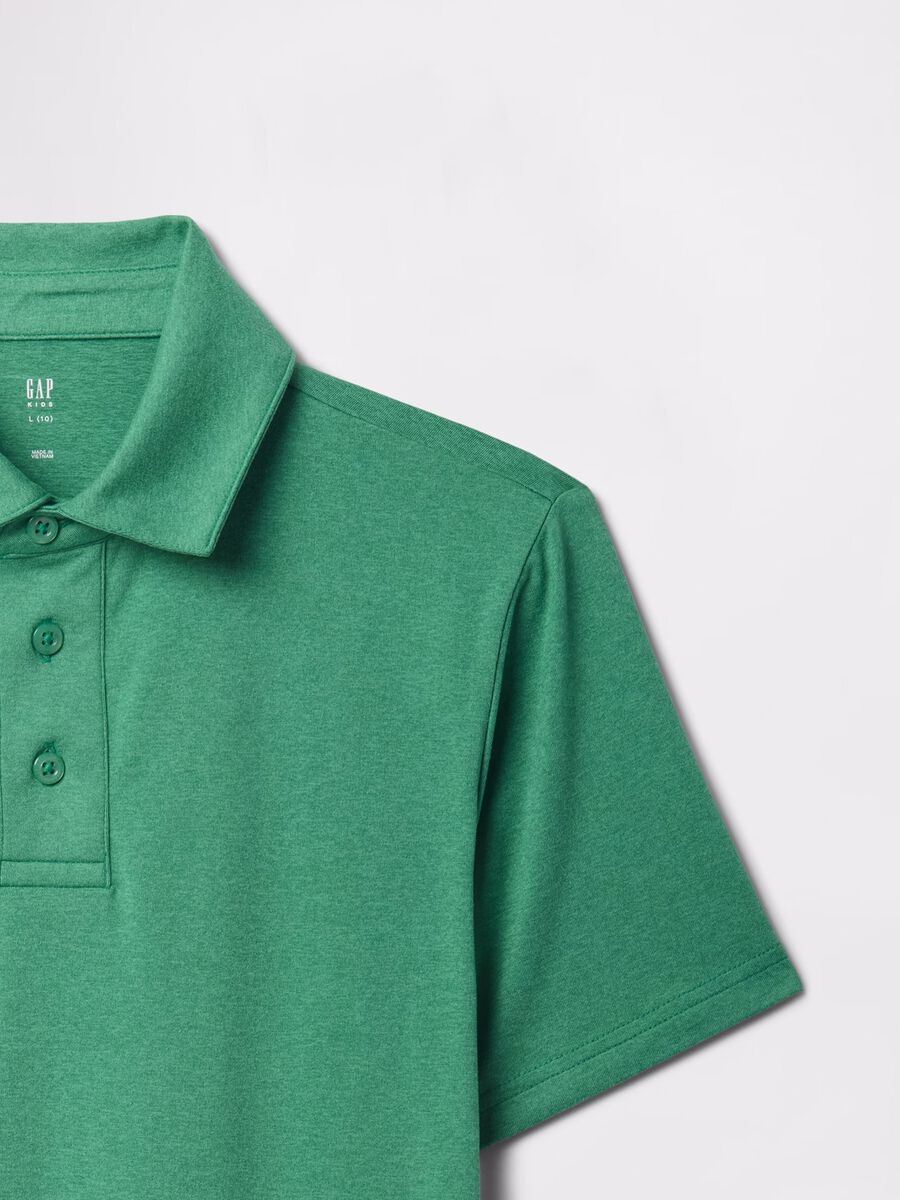 Green polo shirt in stretch fabric Boy_4