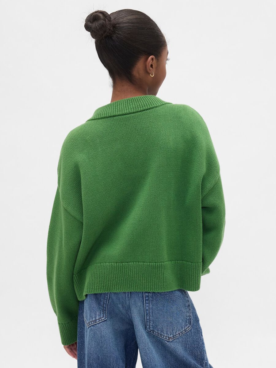 Maglione verde in cotone Bambina_1