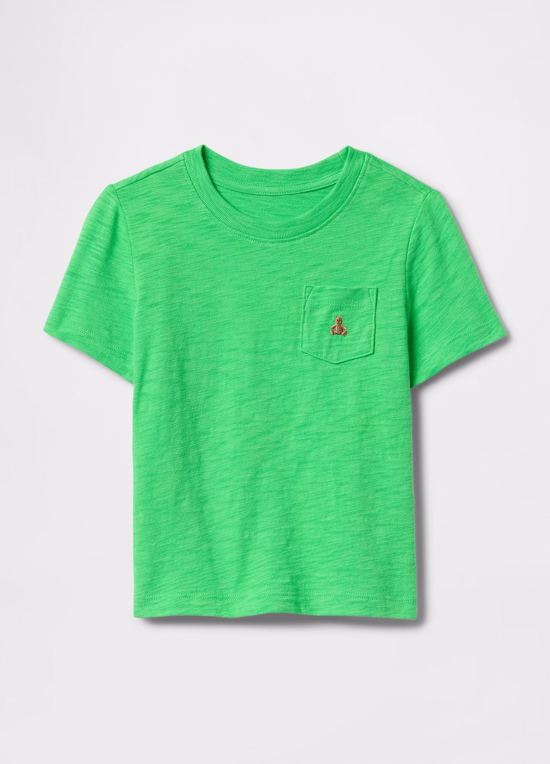 T-shirt a maniche corte verde in puro cotone