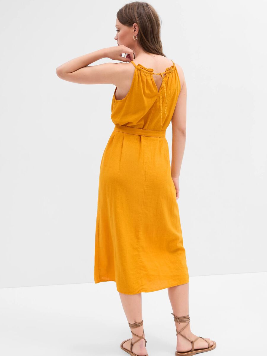 Midi dress in linen and viscose with halter neck Woman_1