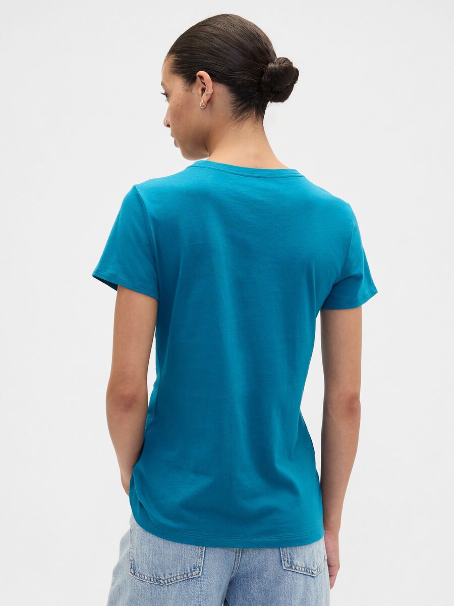 T-shirt azzurra in cotone Donna_2