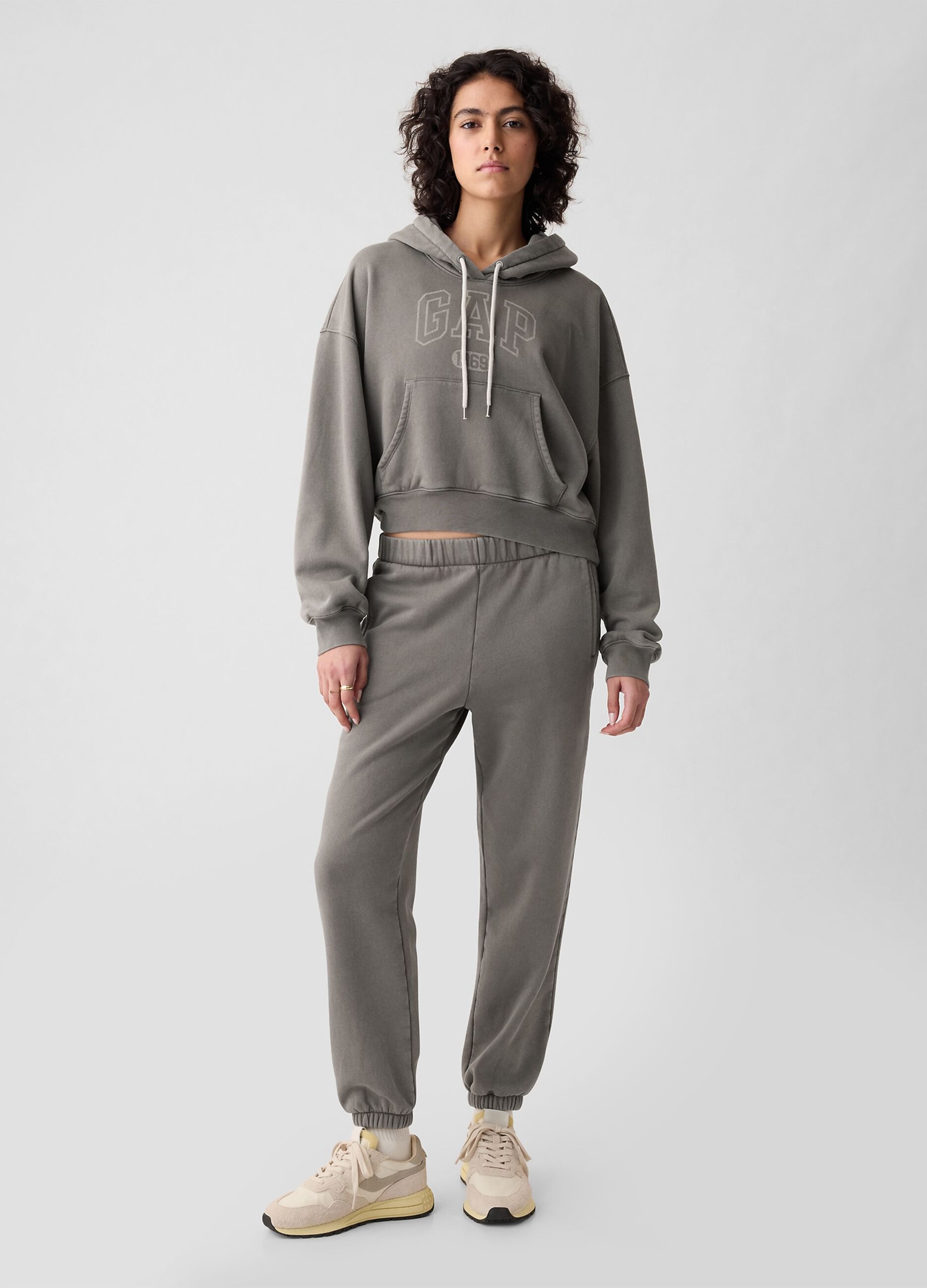 Felpa over cropped con stampa logo_1