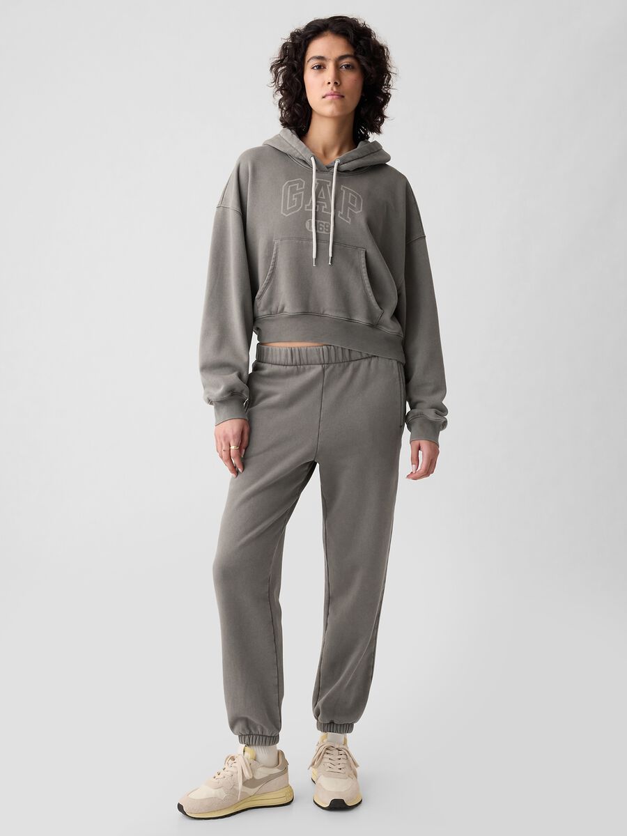 Felpa over cropped con stampa logo Donna_1