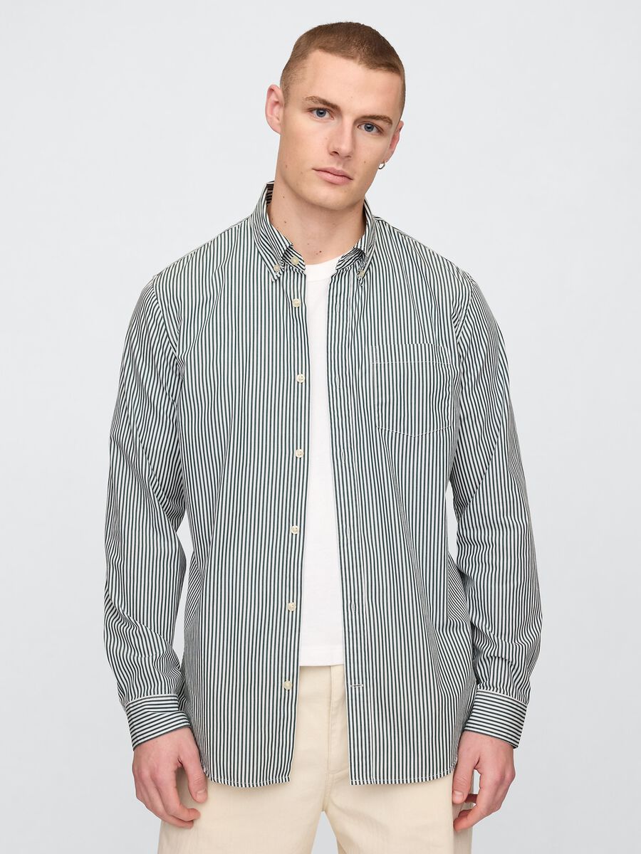 Camicia a righe verdi e bianche GAP Uomo_0