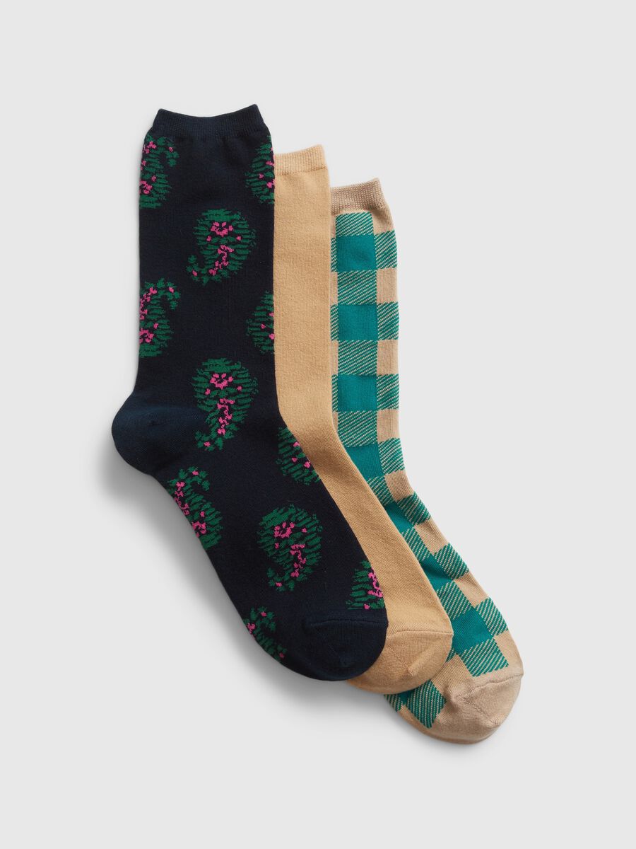 Three-pair pack socks with paisley pattern Woman_0