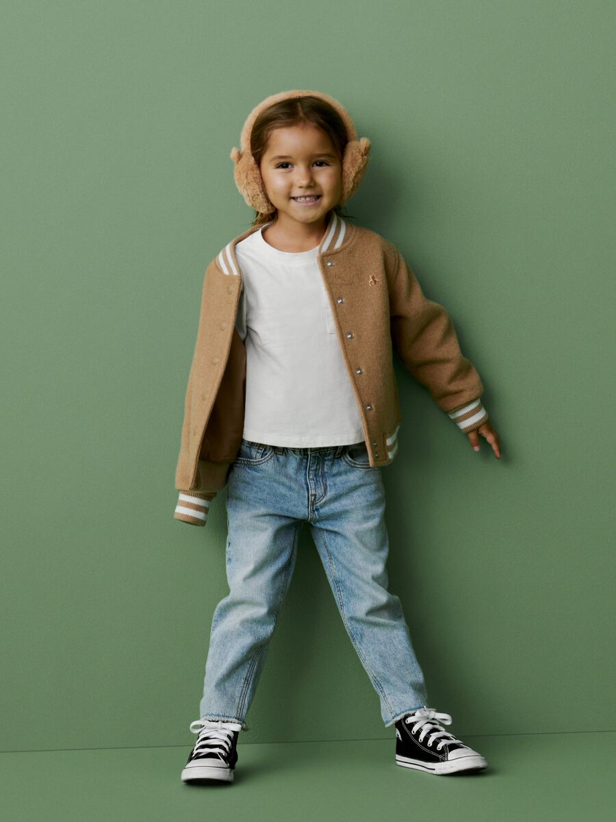 Varsity bomber jacket with teddy bear embroidery Toddler Girl_1
