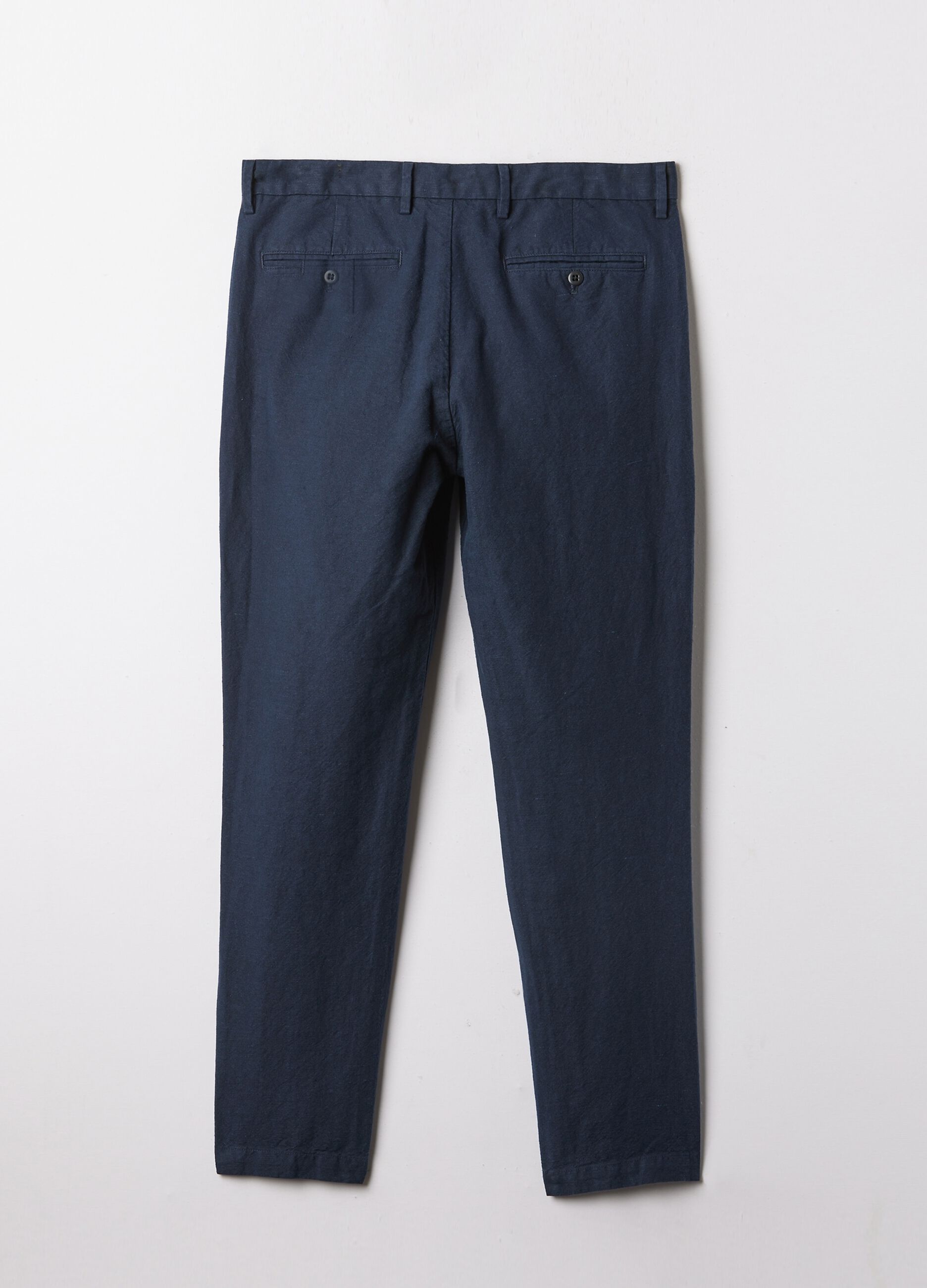 Slim-fit trousers in linen and cotton_4