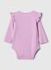 Cotton bodysuit with logo embroidery and frills_1