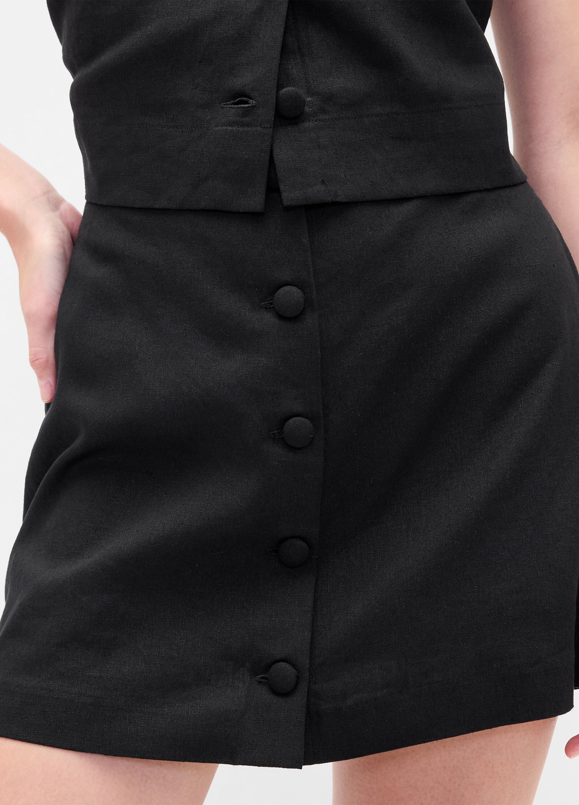 Gonna in misto lino nera regular fit