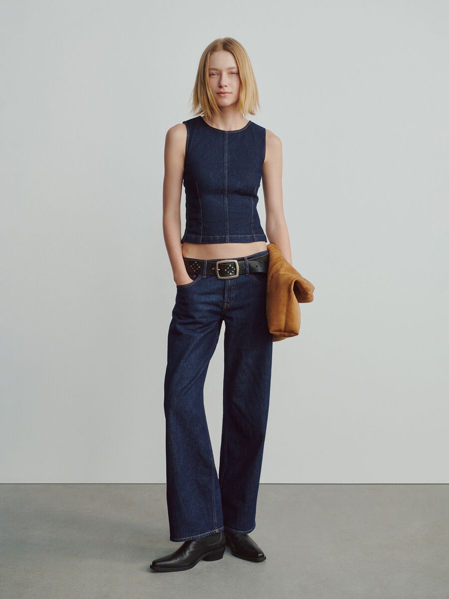Pantaloni denim blu elasticizzati Donna_6
