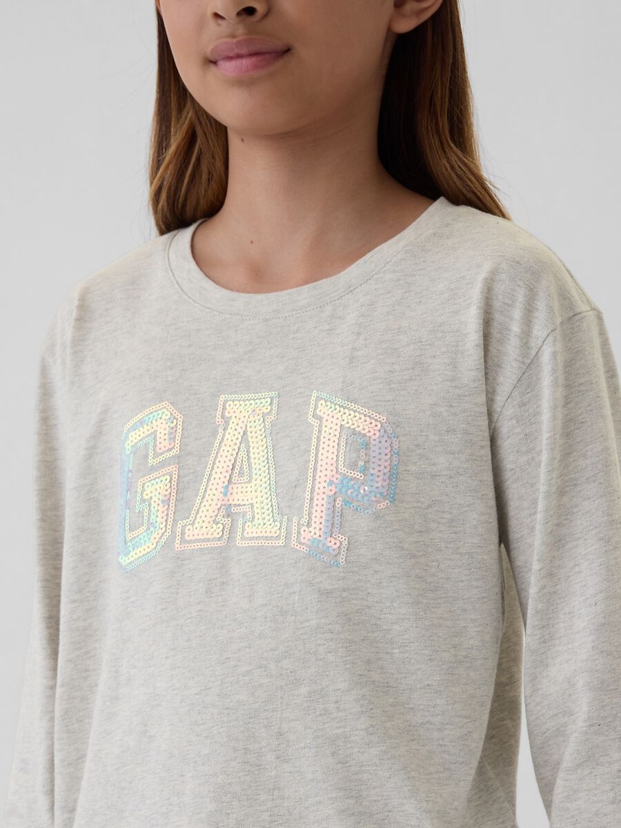 T-shirt con logo in micro paillettes Bambina_2