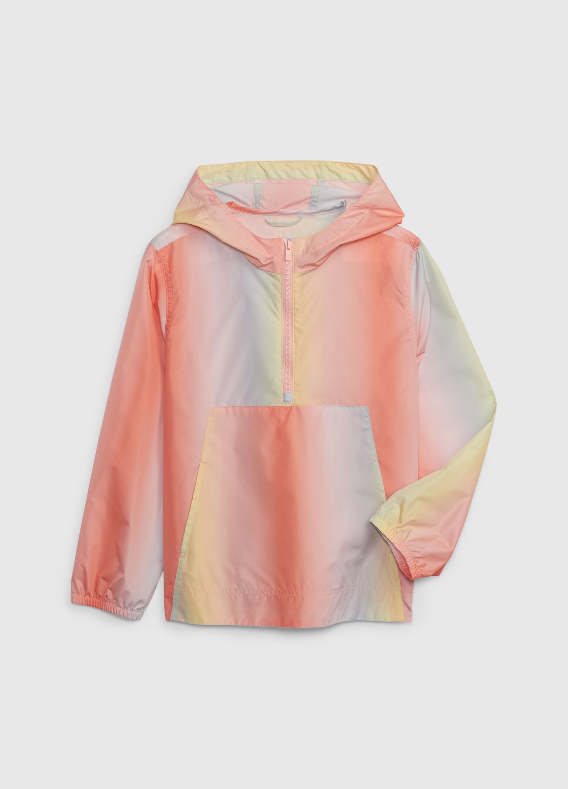 Multicoloured hooded windbreaker