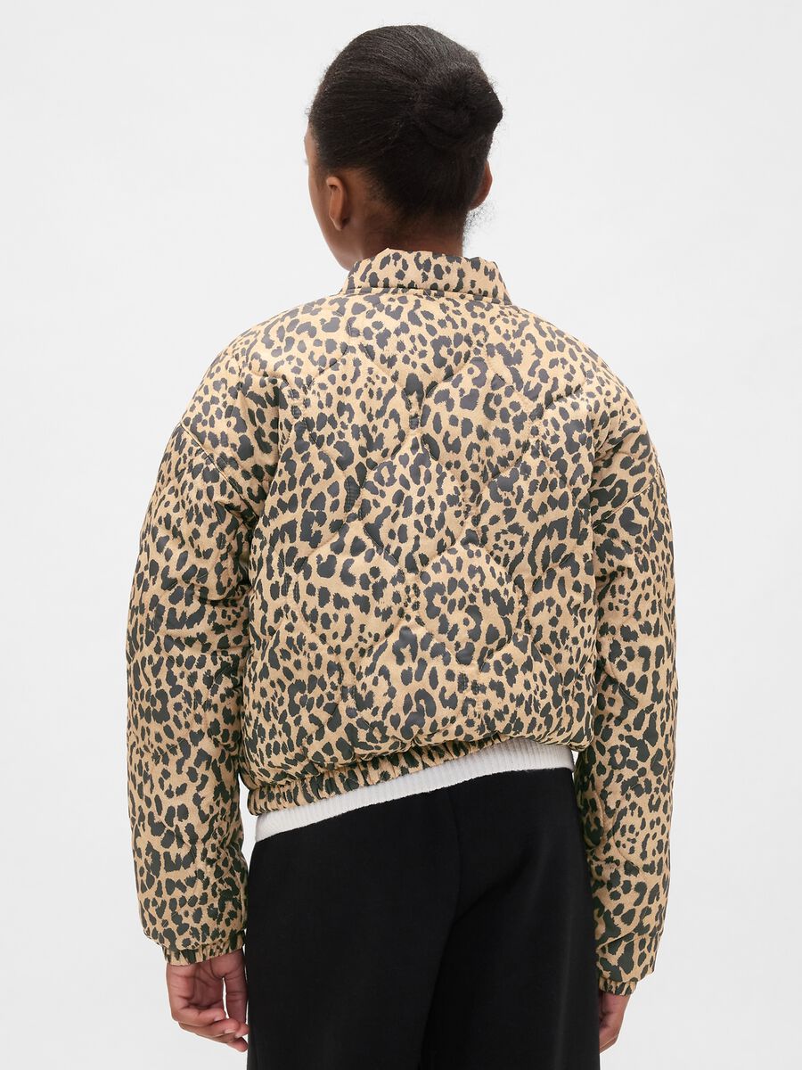 Beige Leopard Print Bomber Jacket Girl_1