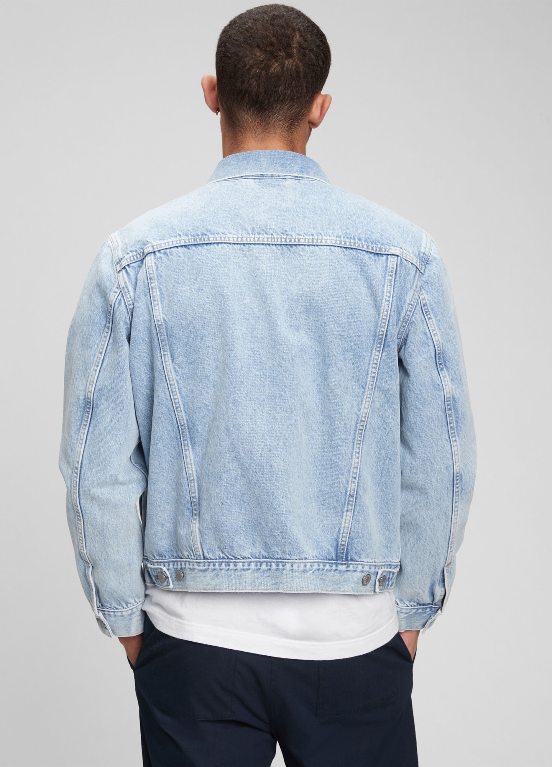 Giacca corta in denim acid wash