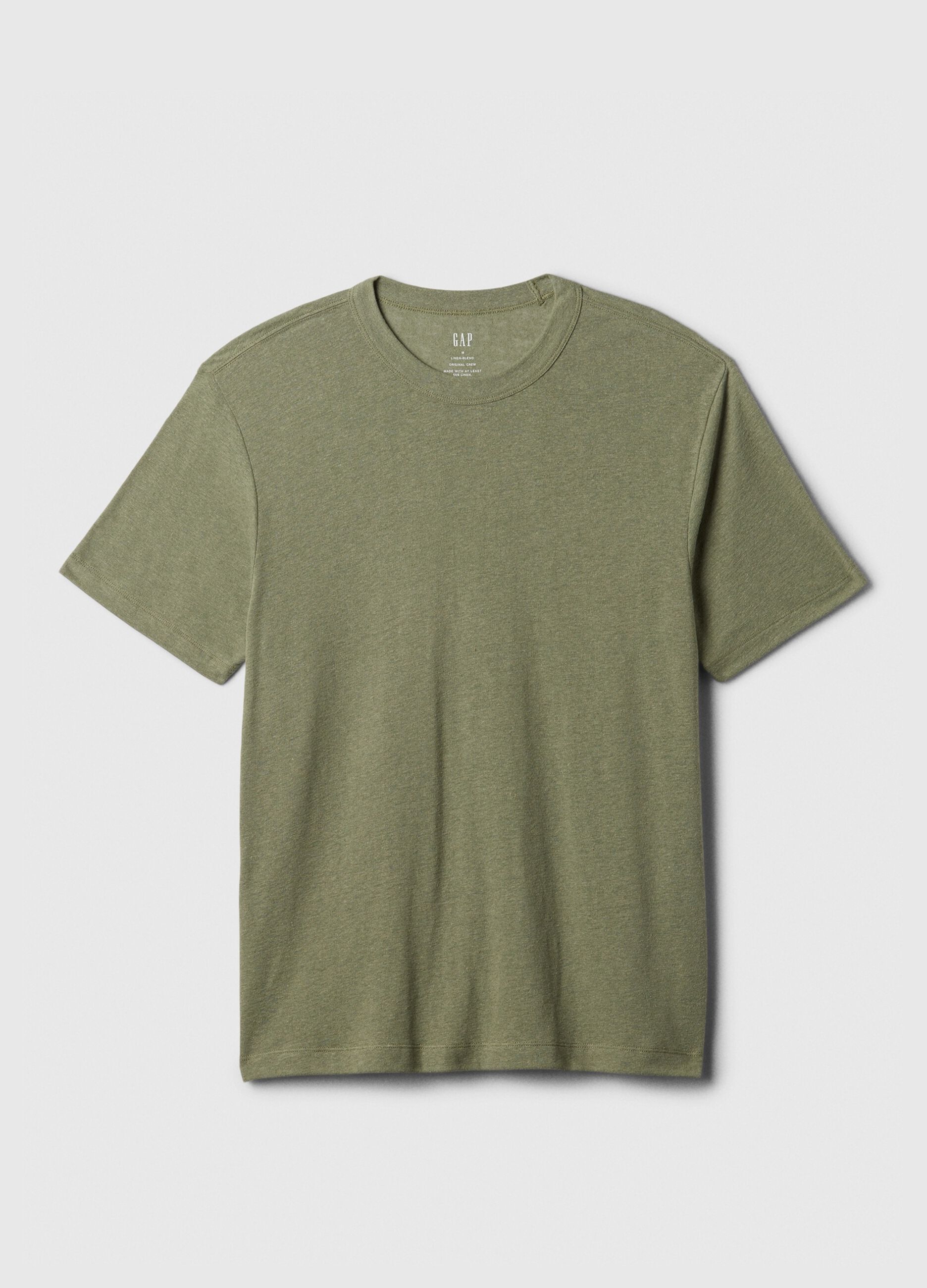 T-shirt girocollo in misto lino_3