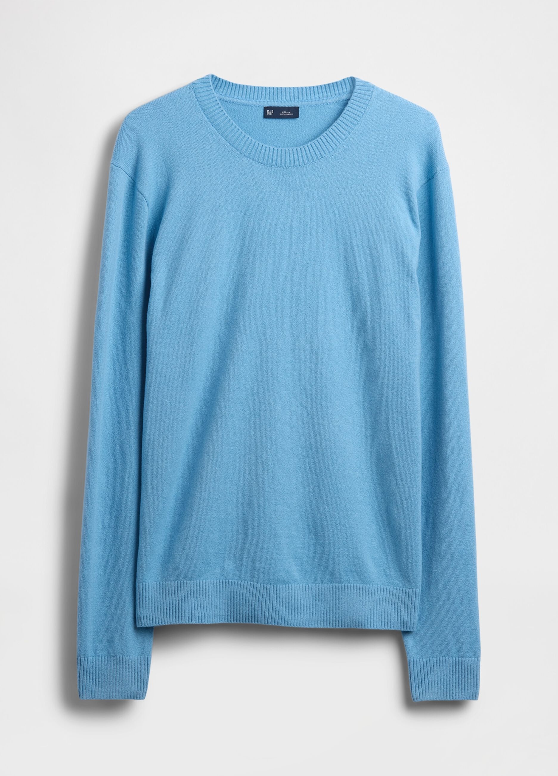 Maglione girocollo azzurro in misto cotone