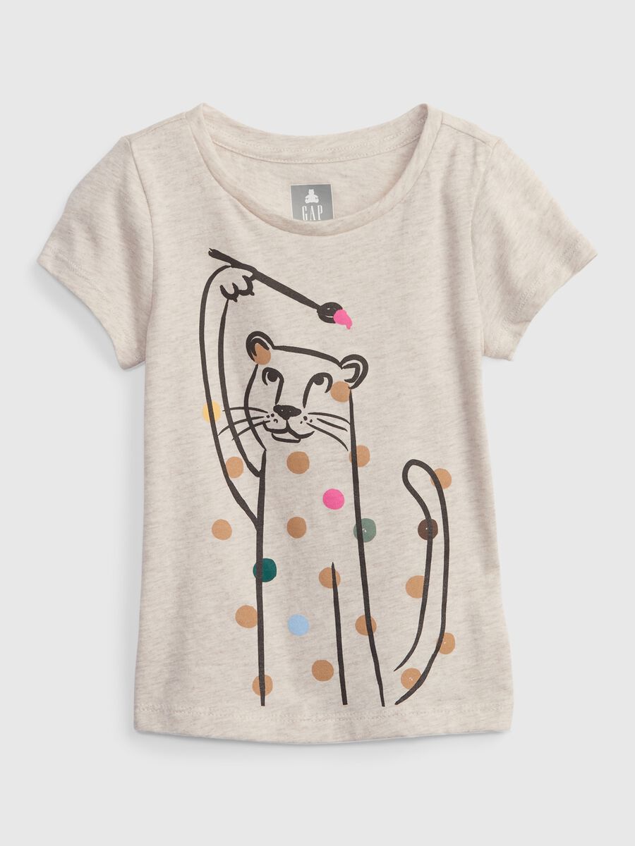 T-shirt with leopard and polka dot print Newborn Boy_0