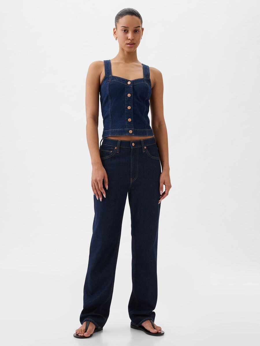 Top in denim con bottoni Donna_0