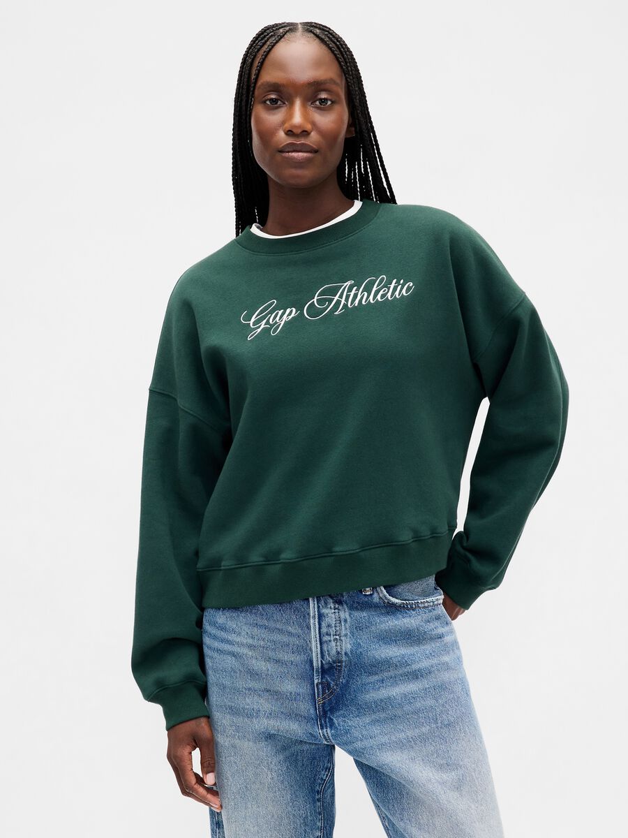 Felpa verde donna con scritta Woman_0