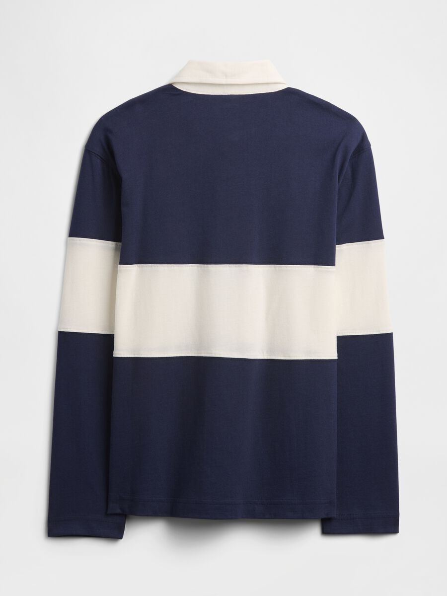 Long sleeve blue cotton polo shirt Boy_1