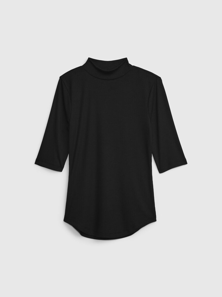 T-shirt a costine sottili maniche al gomito Donna_0