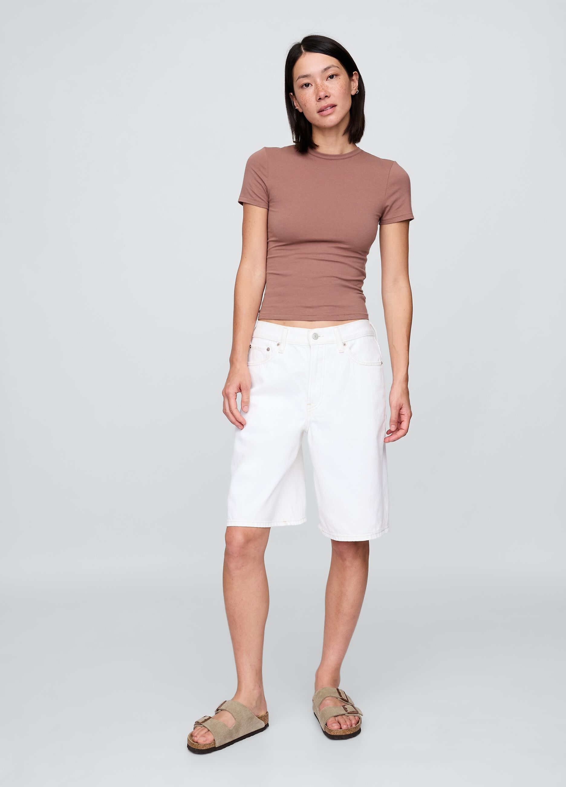 T-shirt marrone elasticizzata_1