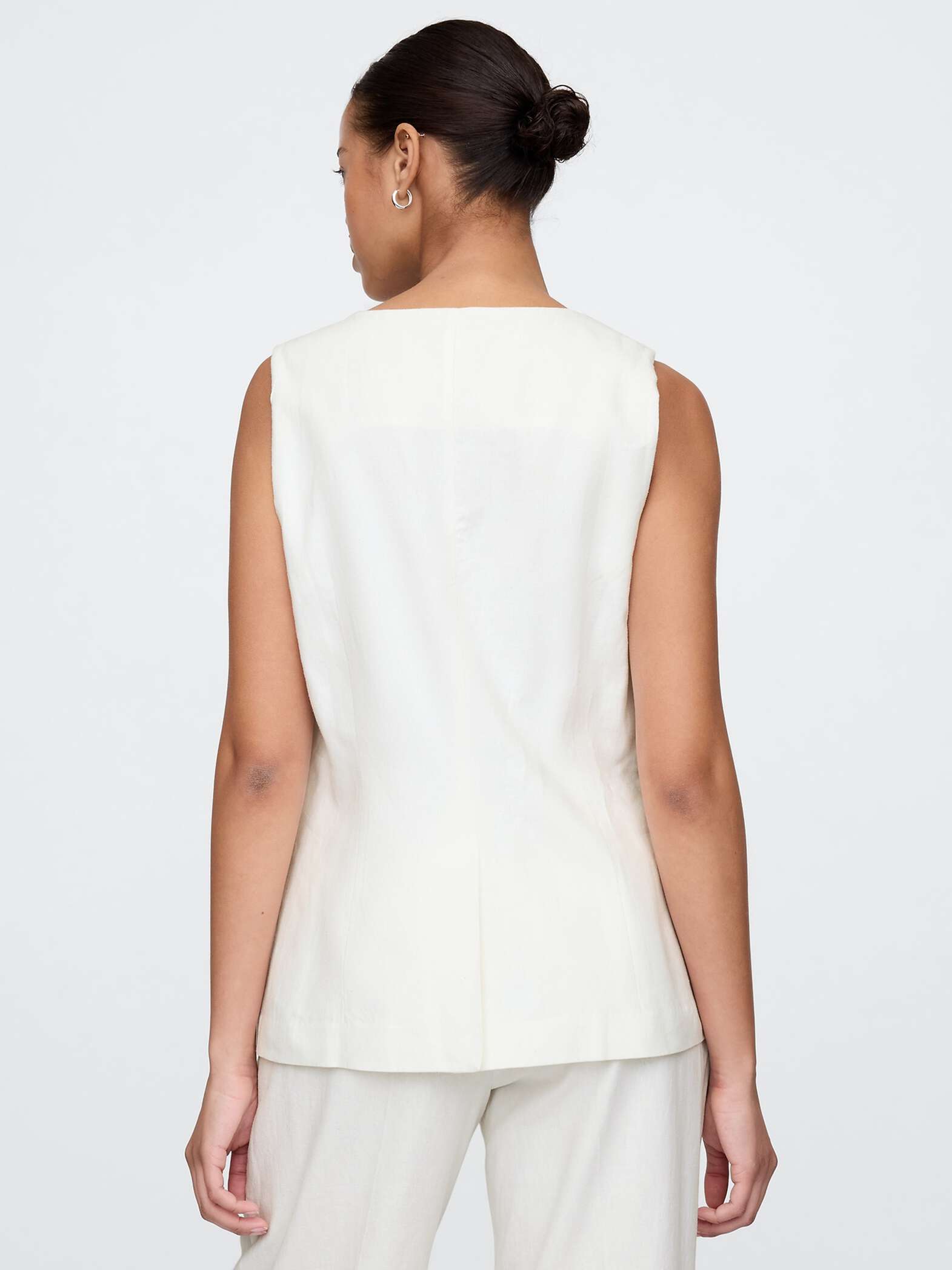 White Linen and Viscose Vest_2