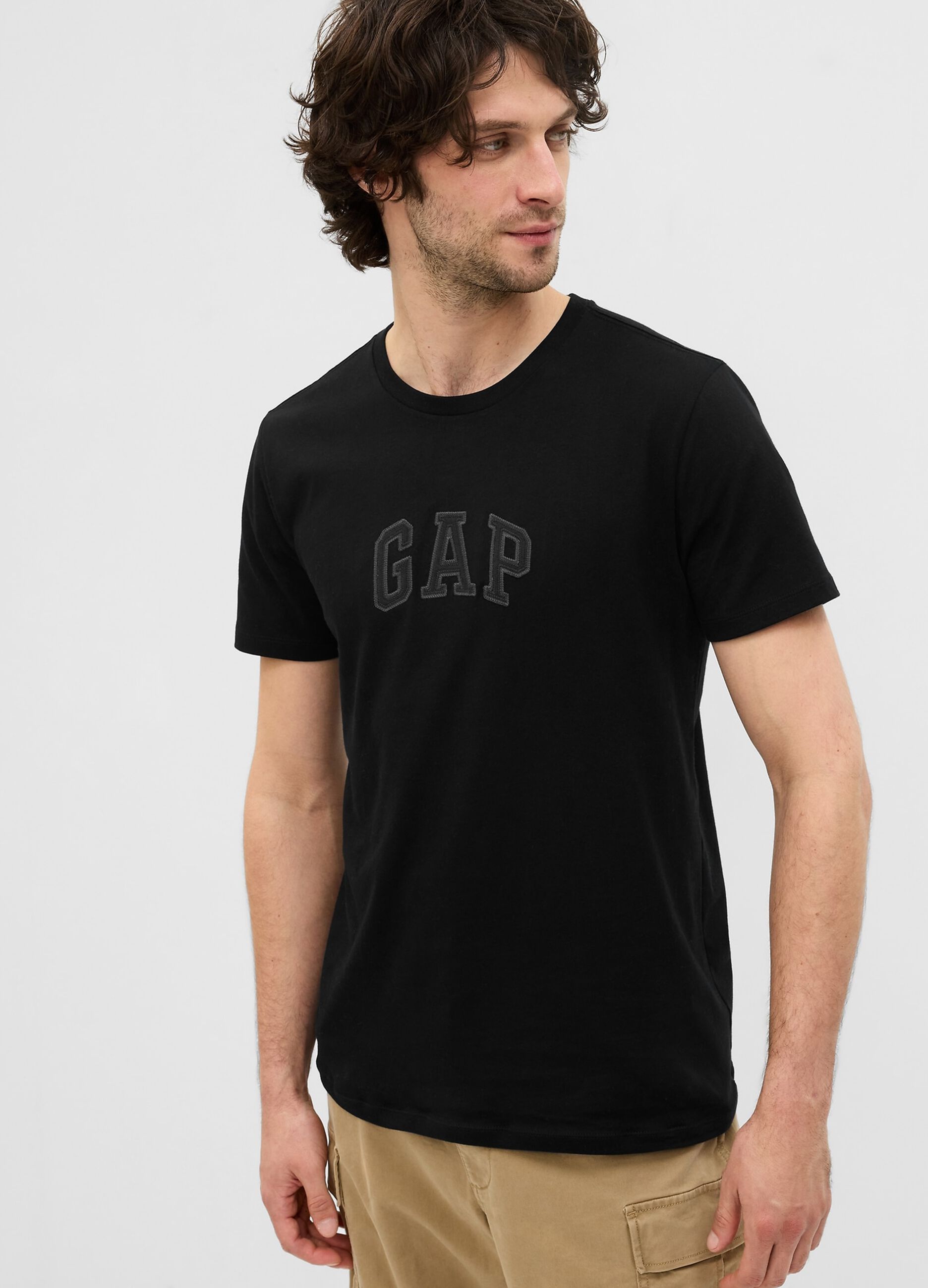 T-shirt in cotone con ricamo logo