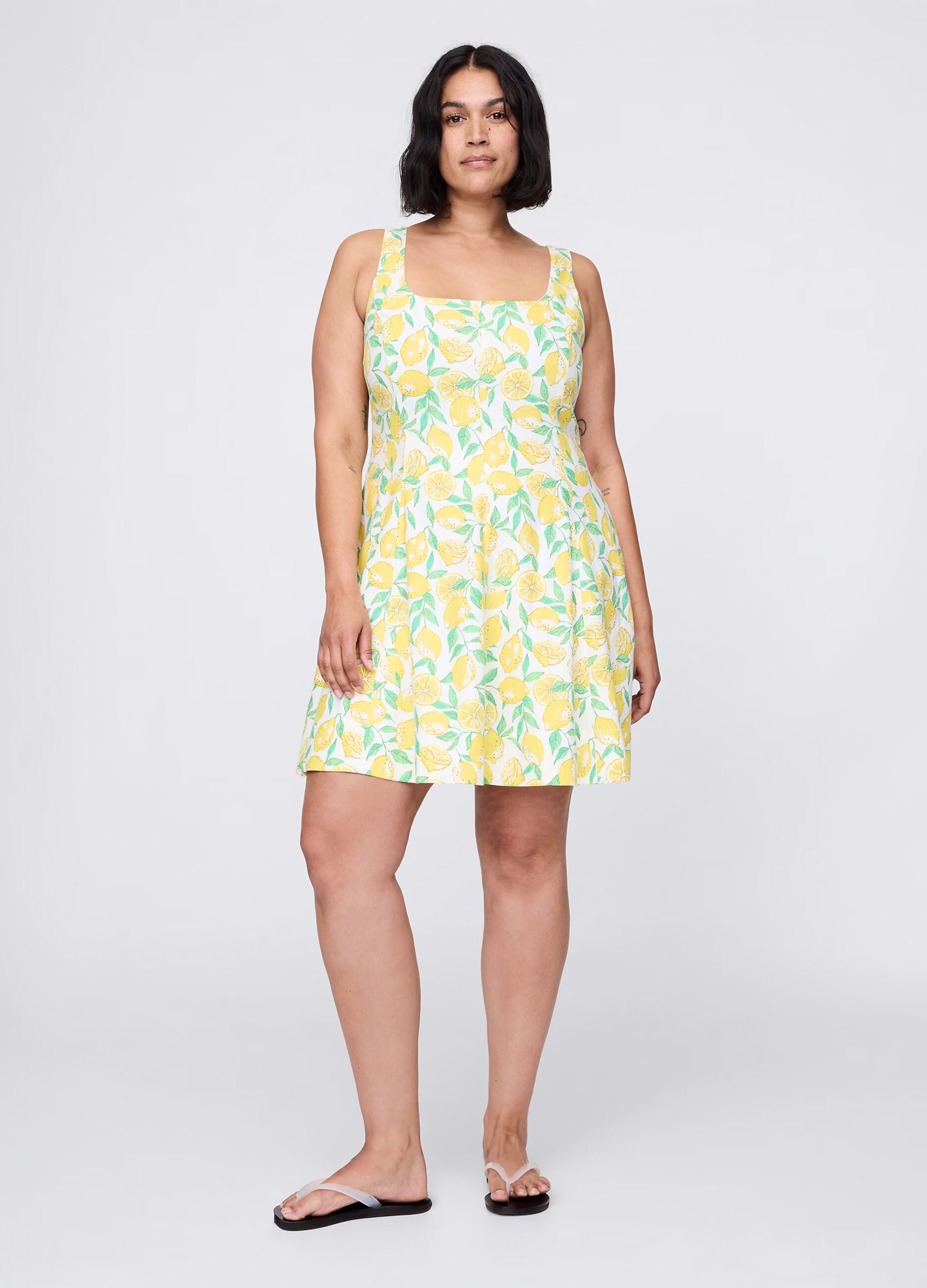 Short multicoloured dress with lemons pattern_3