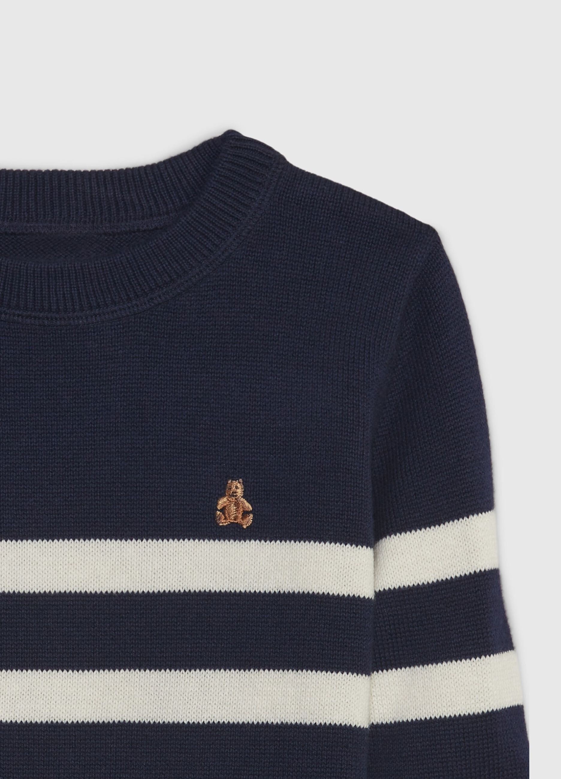 Striped cotton pullover with embroidery_2