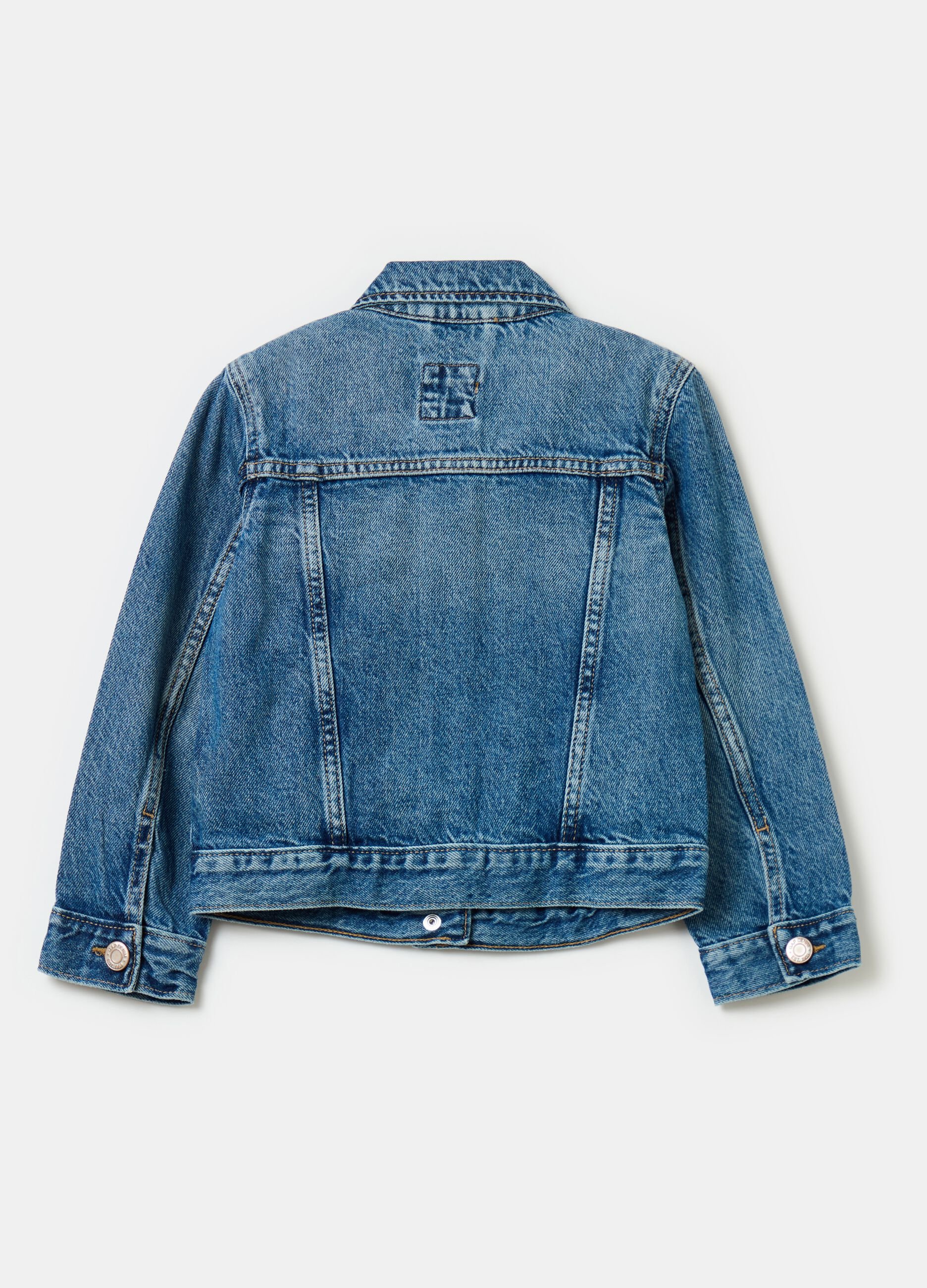 Short jacket in acid wash denim_1