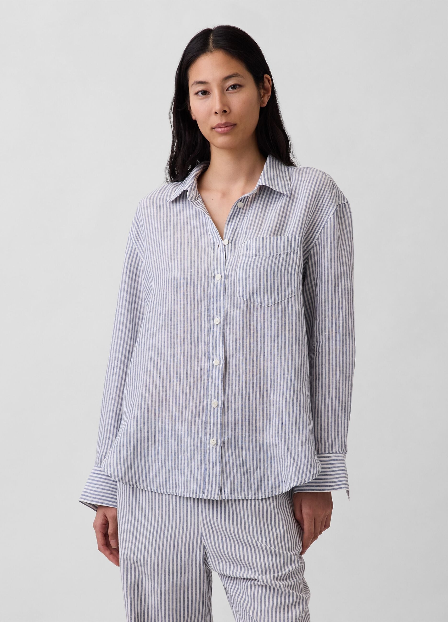 Camicia in puro lino a righe