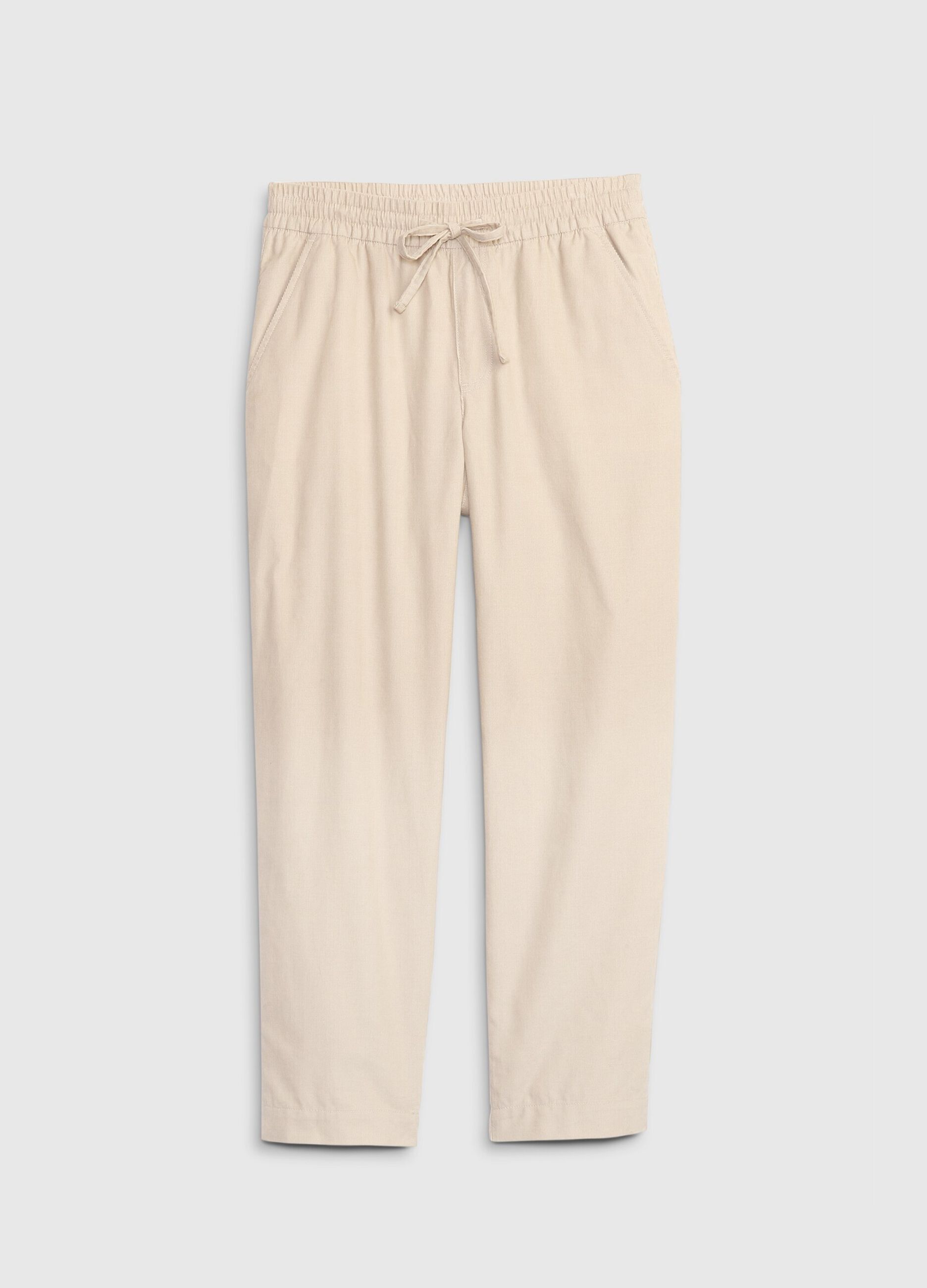 Pull-on pants with drawstring waist