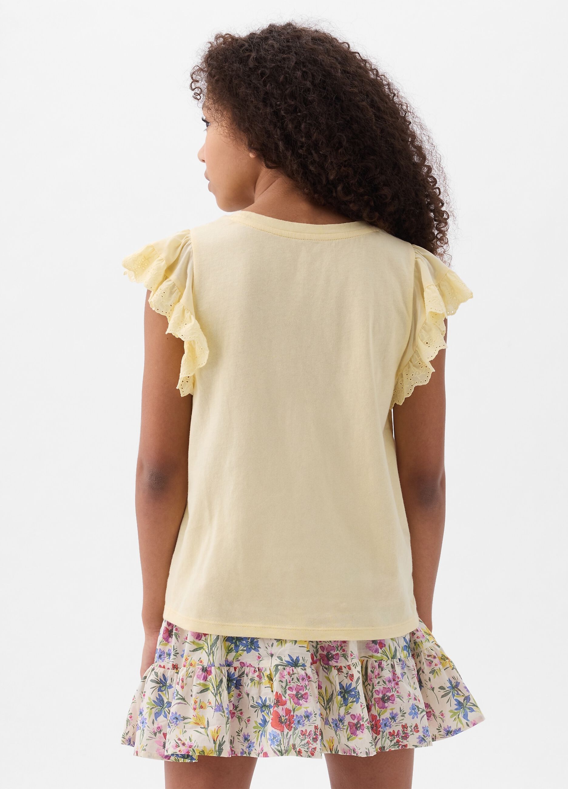 Cotton T-shirt with broderie anglaise flounces_2