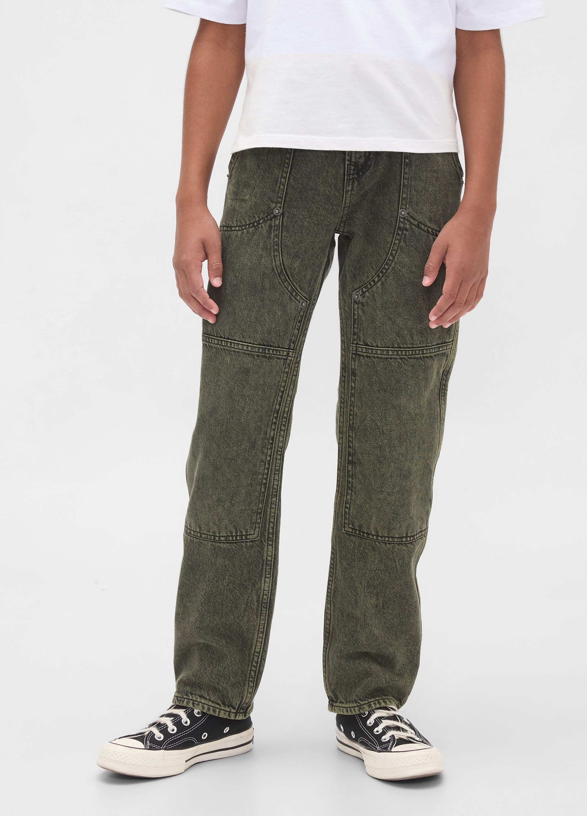 Pantaloni verde in denim per bambino_1