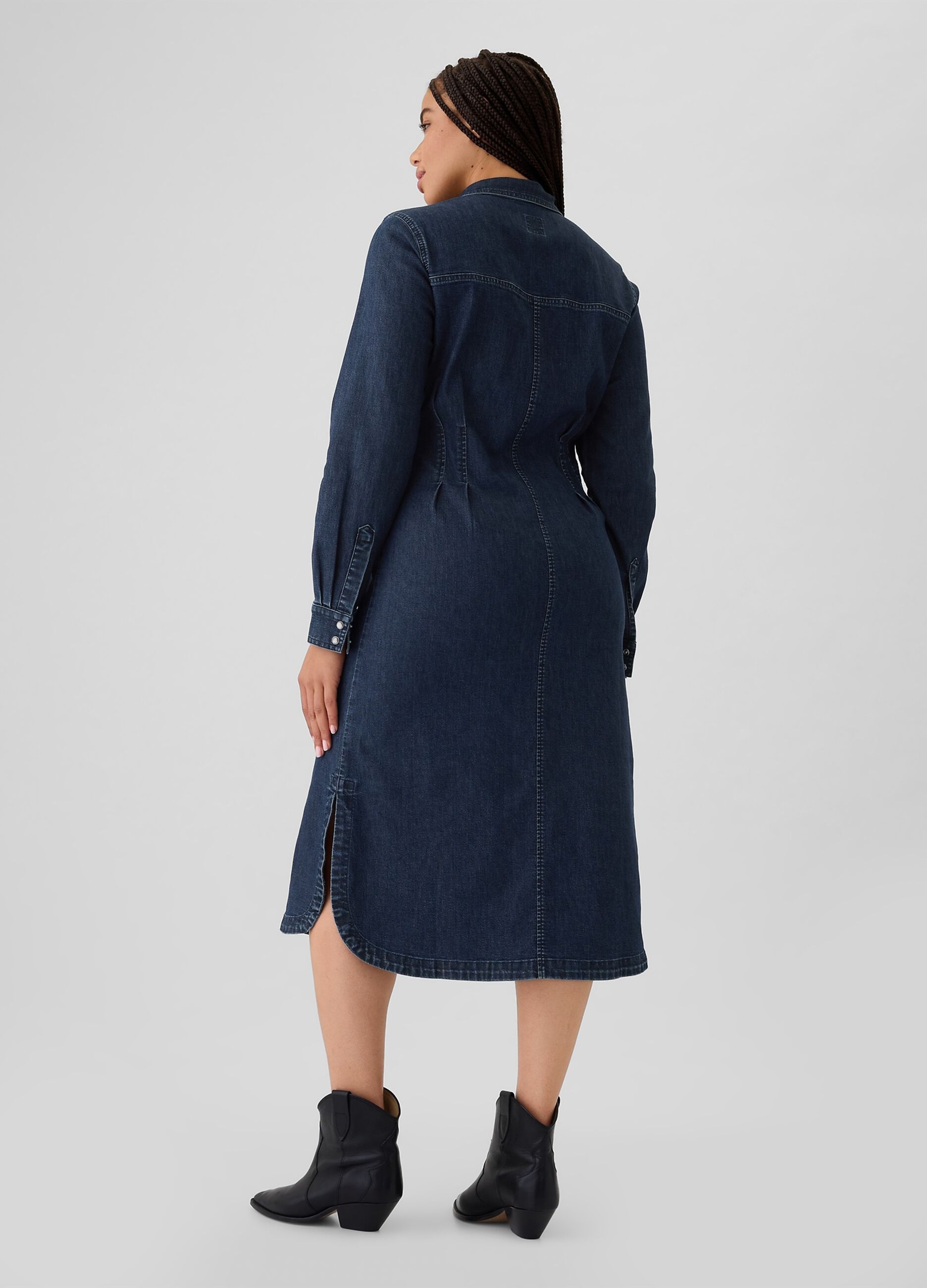 Vestito chemisier in denim con pinces_5