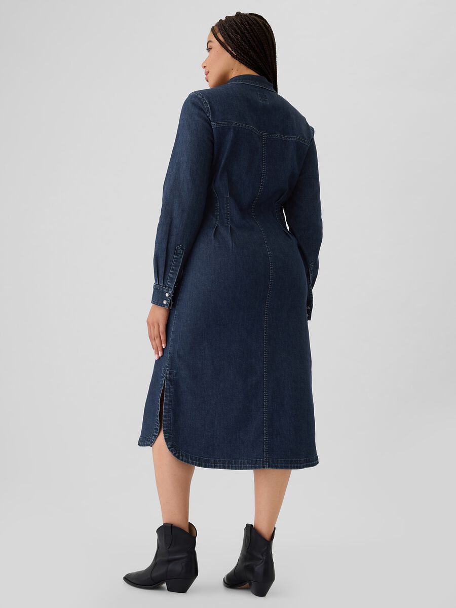 Vestito chemisier in denim con pinces Donna_5